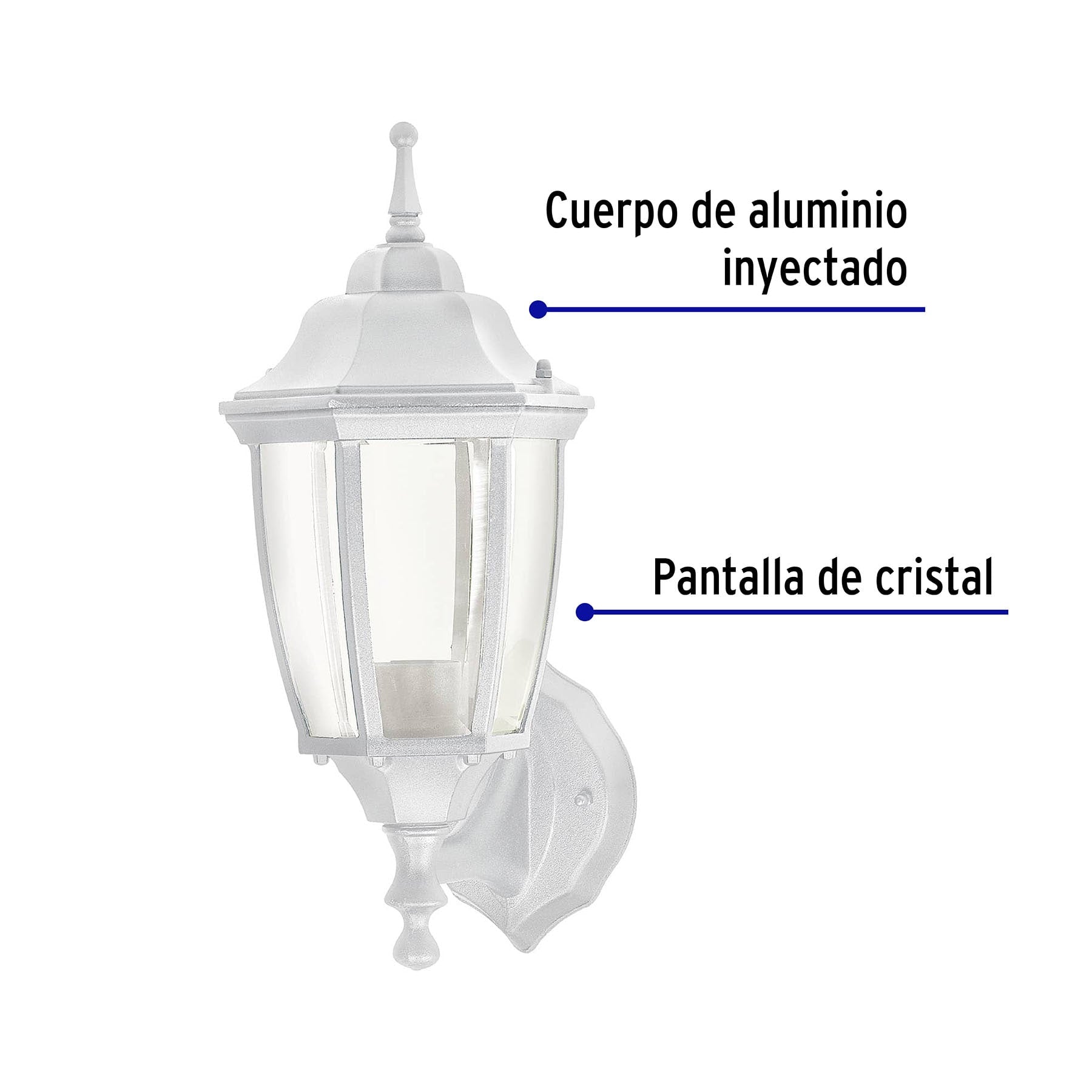 Arbotante tipo farol tradicional soportado para exterior blanco