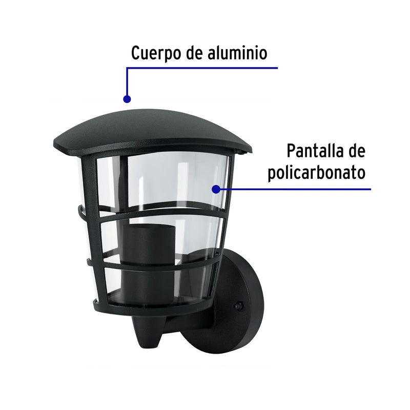 Arbotante tipo farol moderno soportado,  Lámpara no incluida