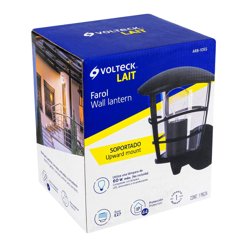 Arbotante tipo farol moderno soportado,  Lámpara no incluida
