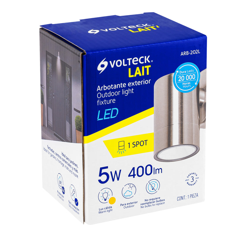 Arbotante satín de LED 5 W de acento 1 spot luz cálida