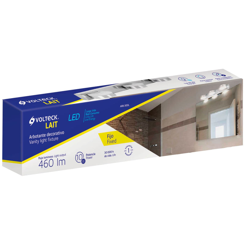 Arbotante decorativo de LED 10 W con 3 spots para baño
