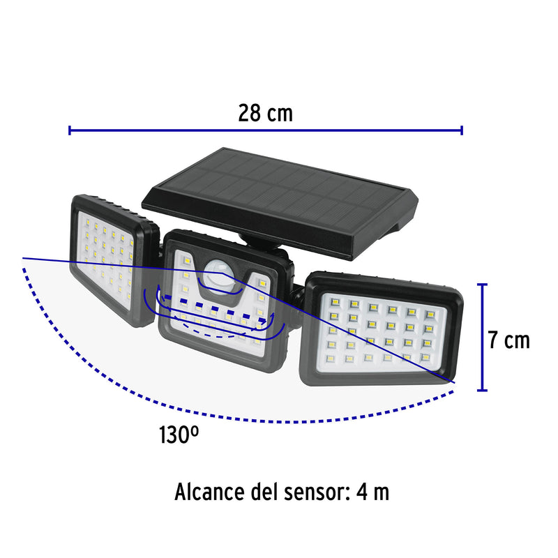 Luminario Solar LED 8 W con sensor de movimiento, Volteck