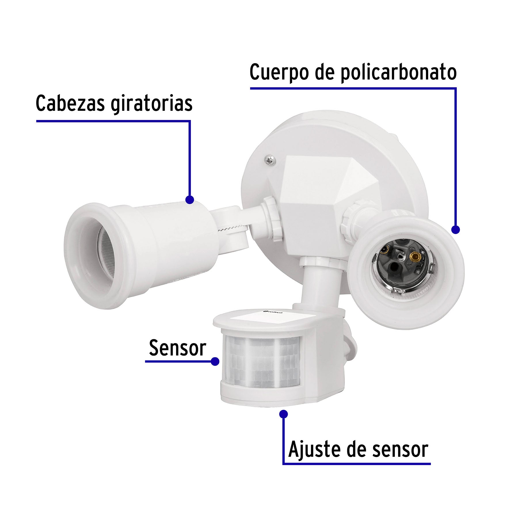 Arbotante blanco con sensor movimiento, lámparas no incluidas