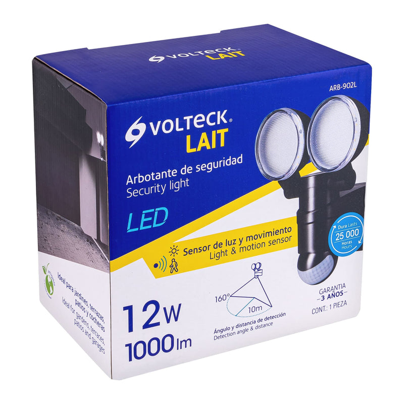 Arbotante LED 12 W negro con sensor de movimiento,  Volteck