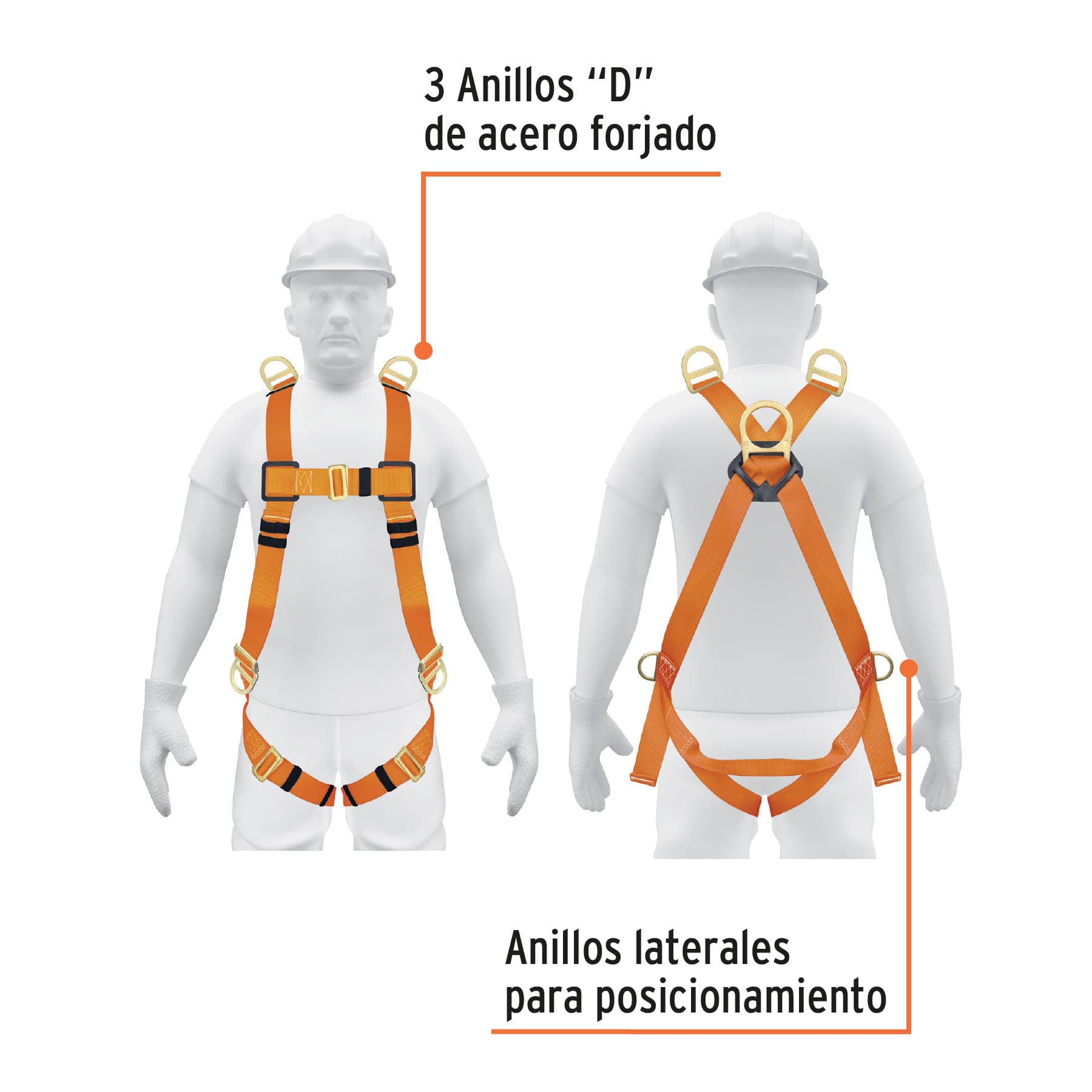 Arnés de cuerpo completo con 3 anillos, ANSI, Truper