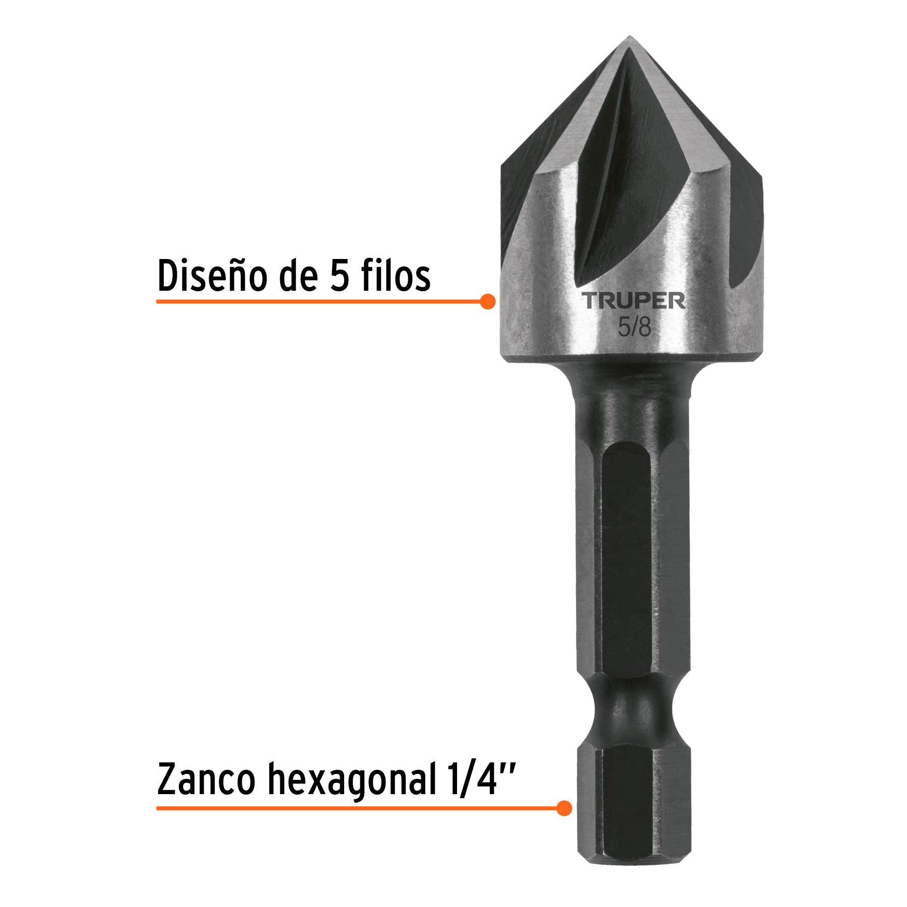Avellanador HSS cambio rápido 5/8", Truper