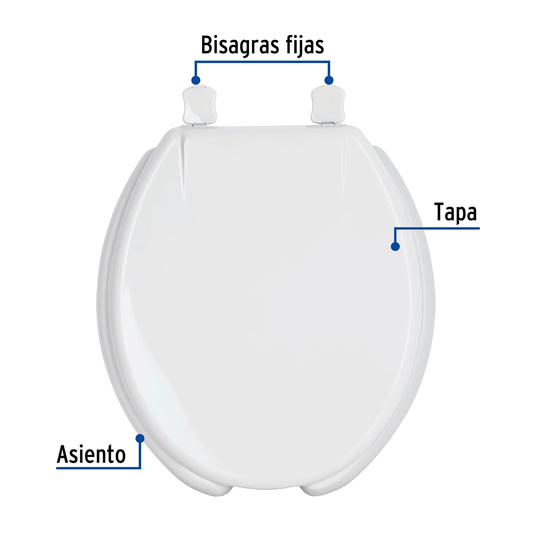 Asiento redondo con tapa para WC, abierto, blanco, Foset