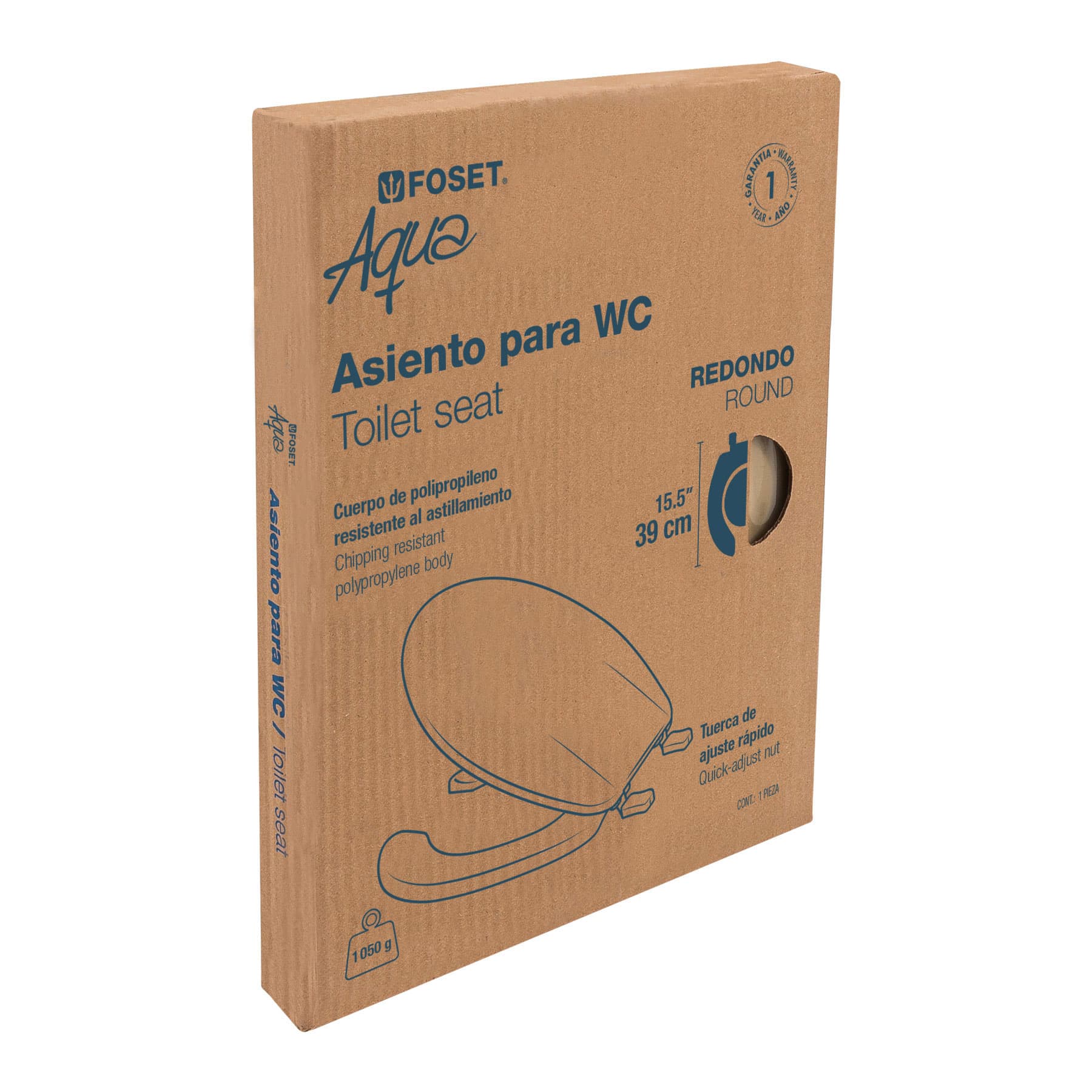 Asiento redondo con tapa para WC, abierto, beige, Foset