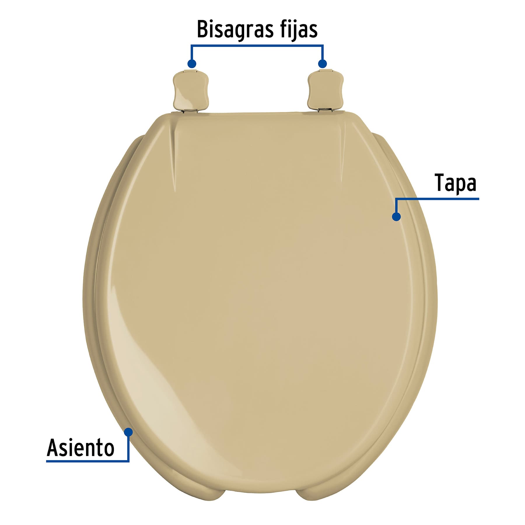 Asiento redondo con tapa para WC, abierto, beige, Foset