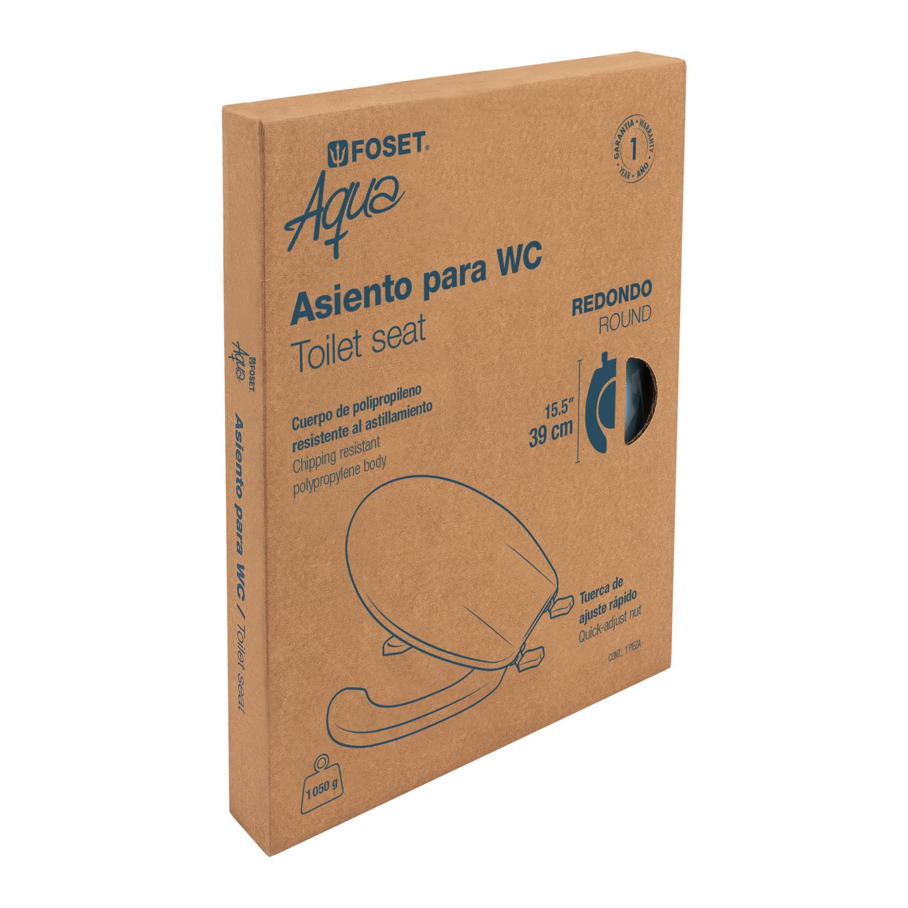 Asiento redondo con tapa para WC, abierto, azul, Foset