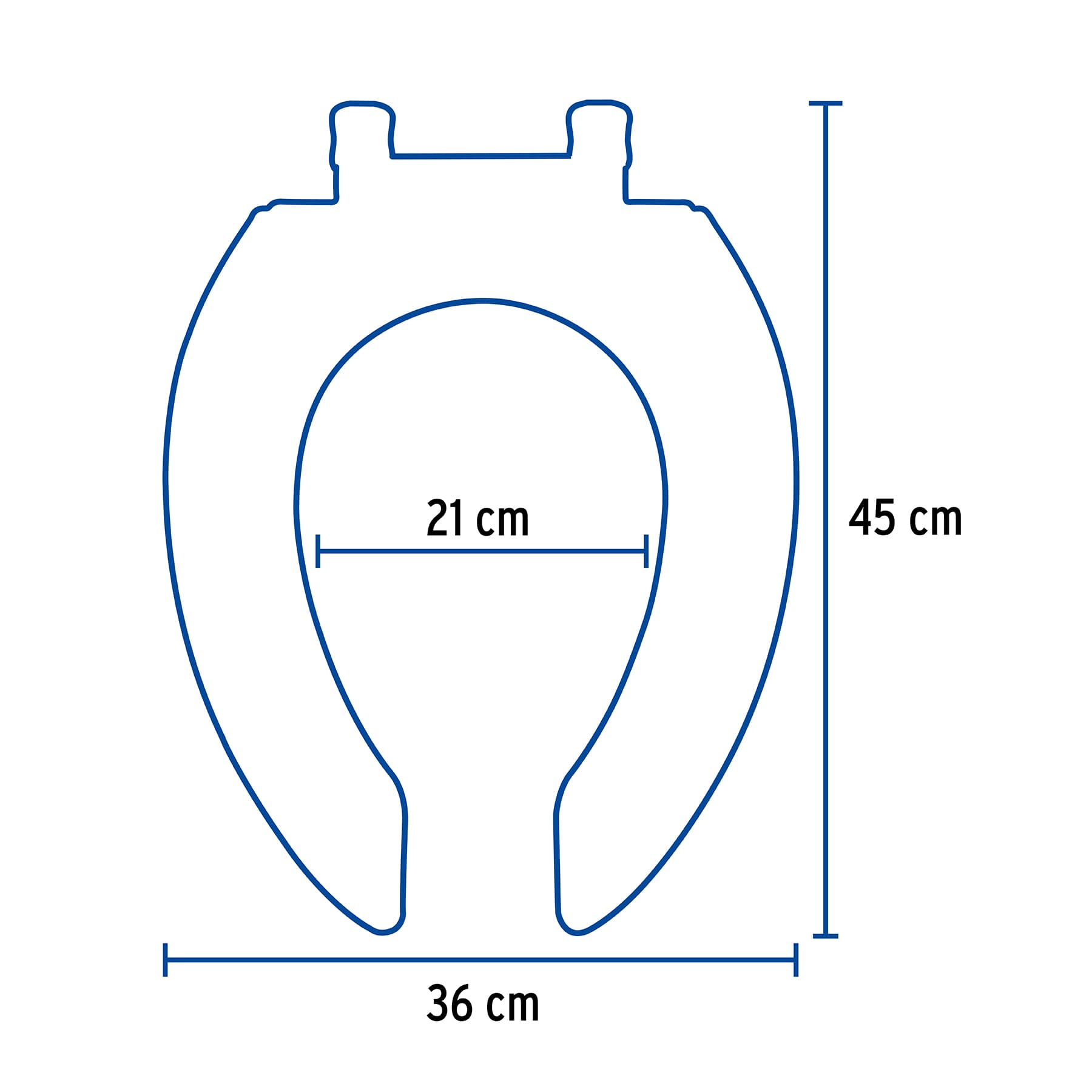 Asiento alargado con tapa para WC, abierto, azul, Foset