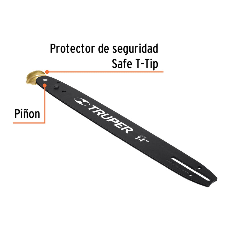 Barra de repuesto para motosierra a gasolina 14",  Truper