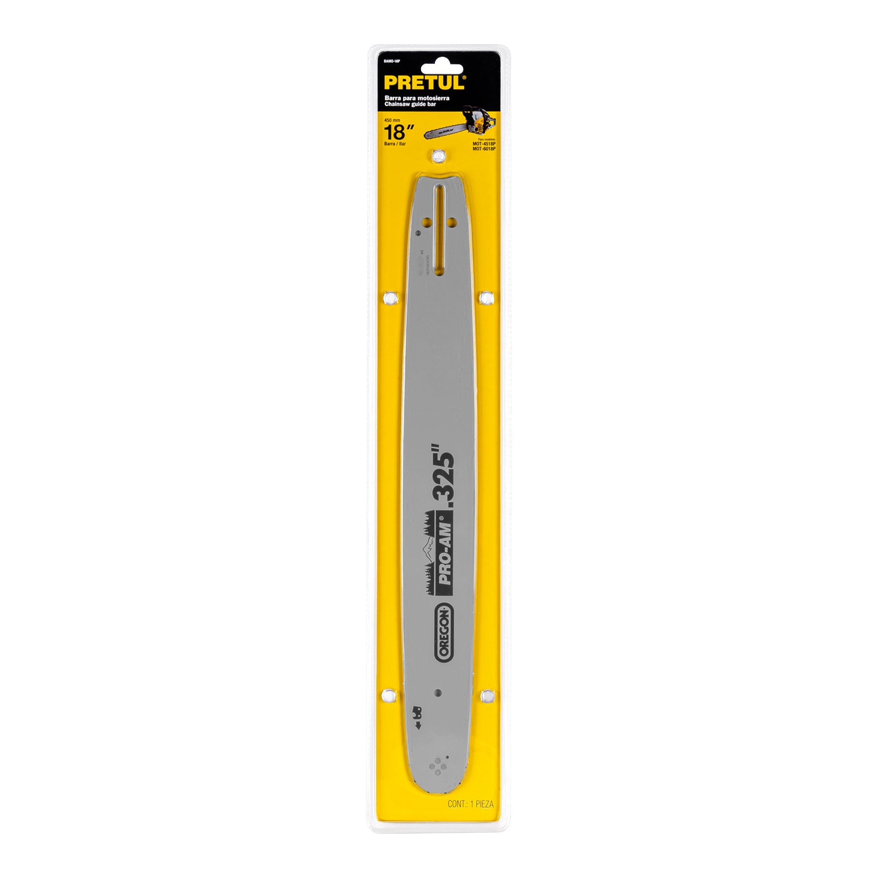 Barra de repuesto 18" para motosierra, Pretul
