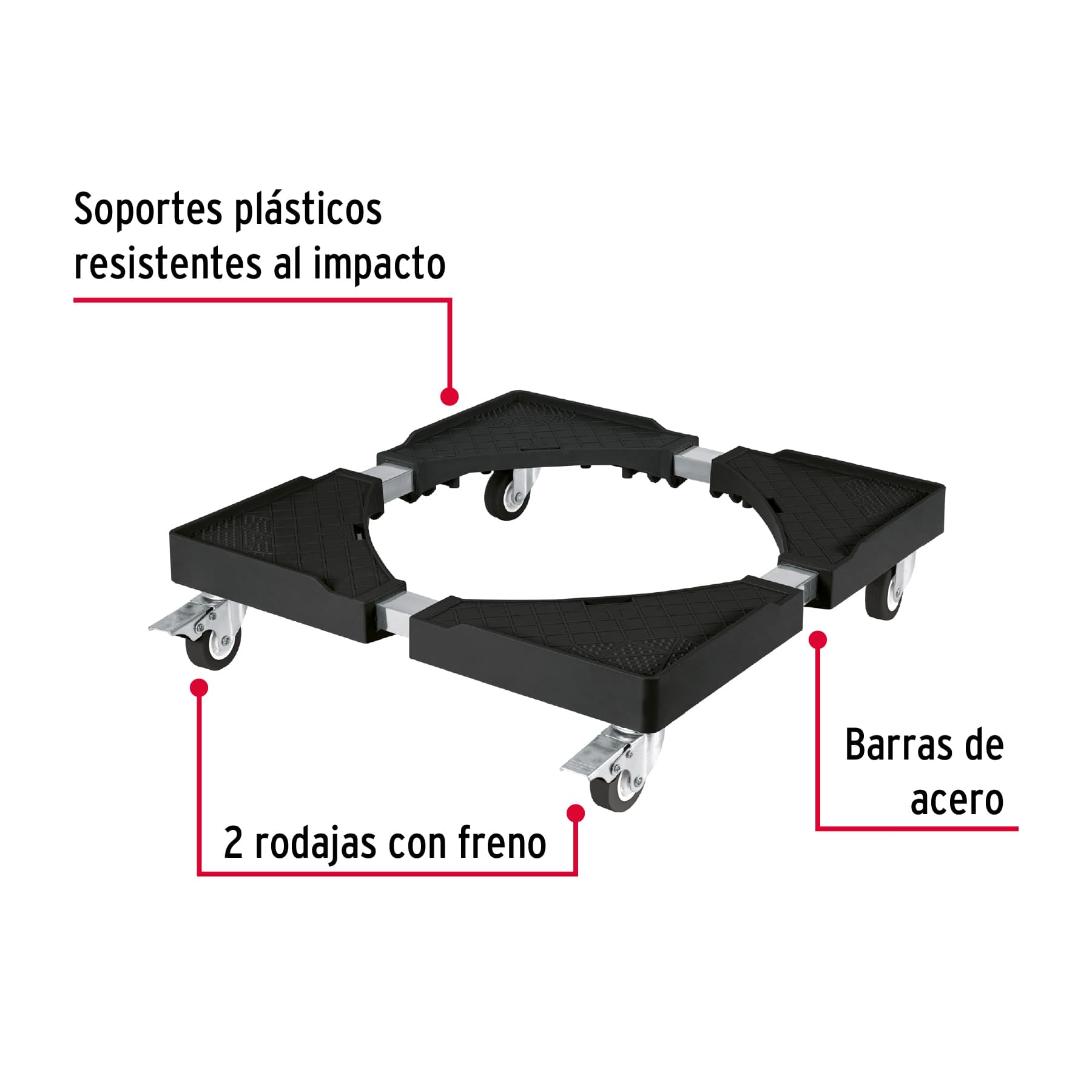 Base universal con ruedas para línea blanca, Fiero