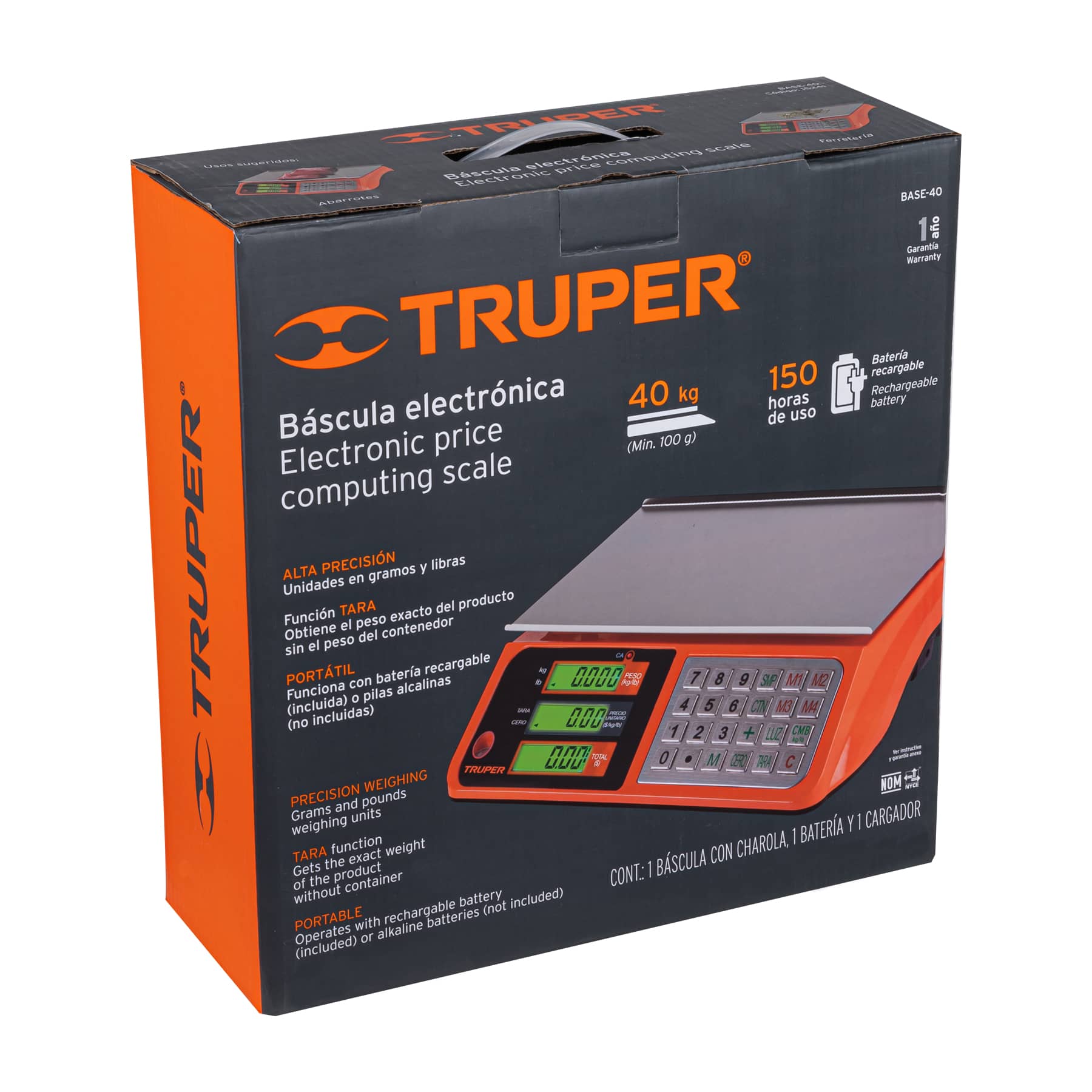 Báscula electrónica multifunciones 40 kg, Truper