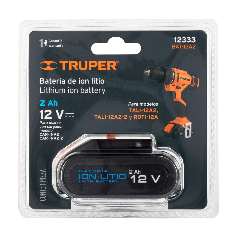 Batería ión Litio,  12 V para taladro TALI-12A2,  Truper