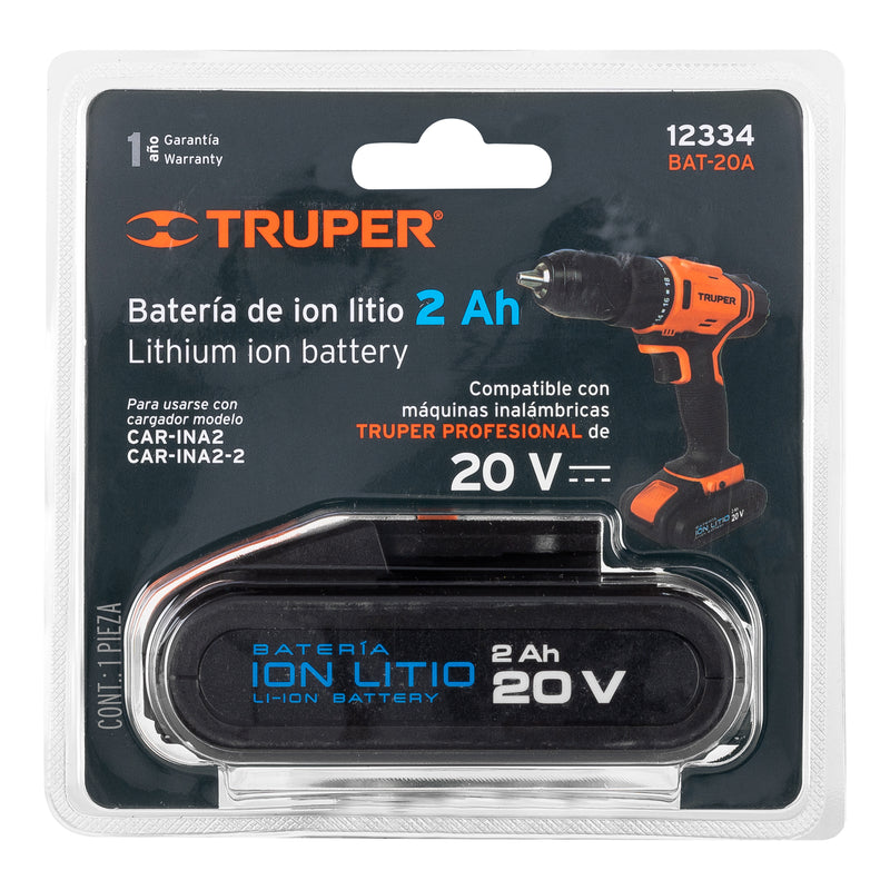 Batería ión Litio,  20 V para TALI-20A y ROTI-20A,  Truper