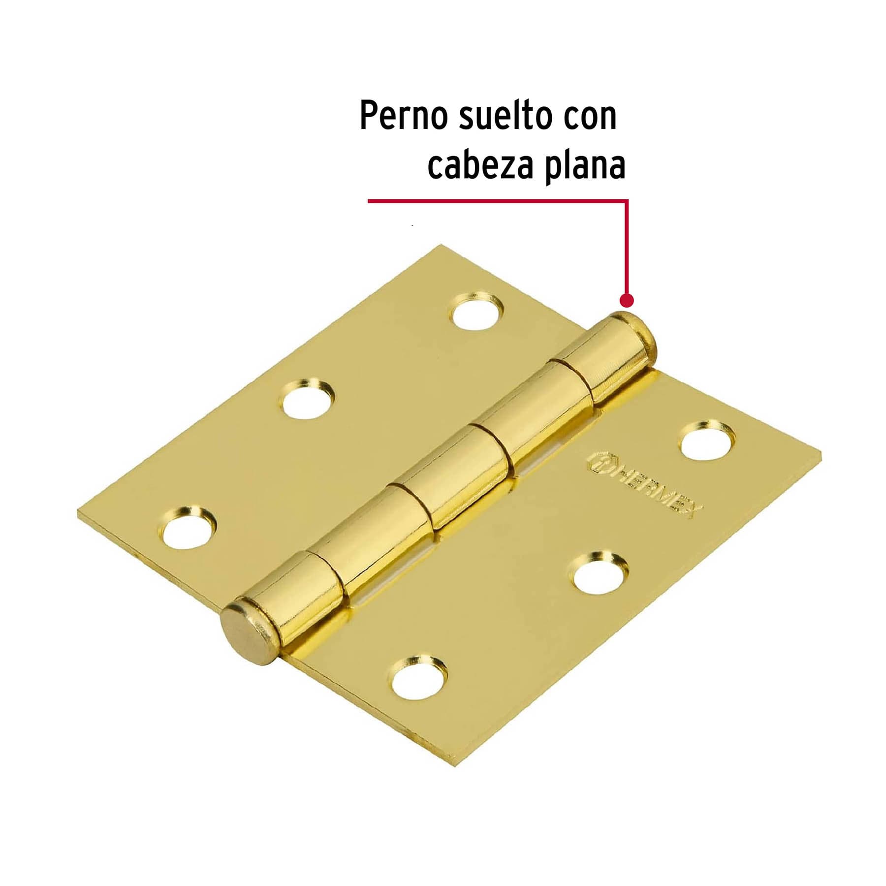 Bolsa con 2 bisagras cuadradas 3", latonado, cabeza plana