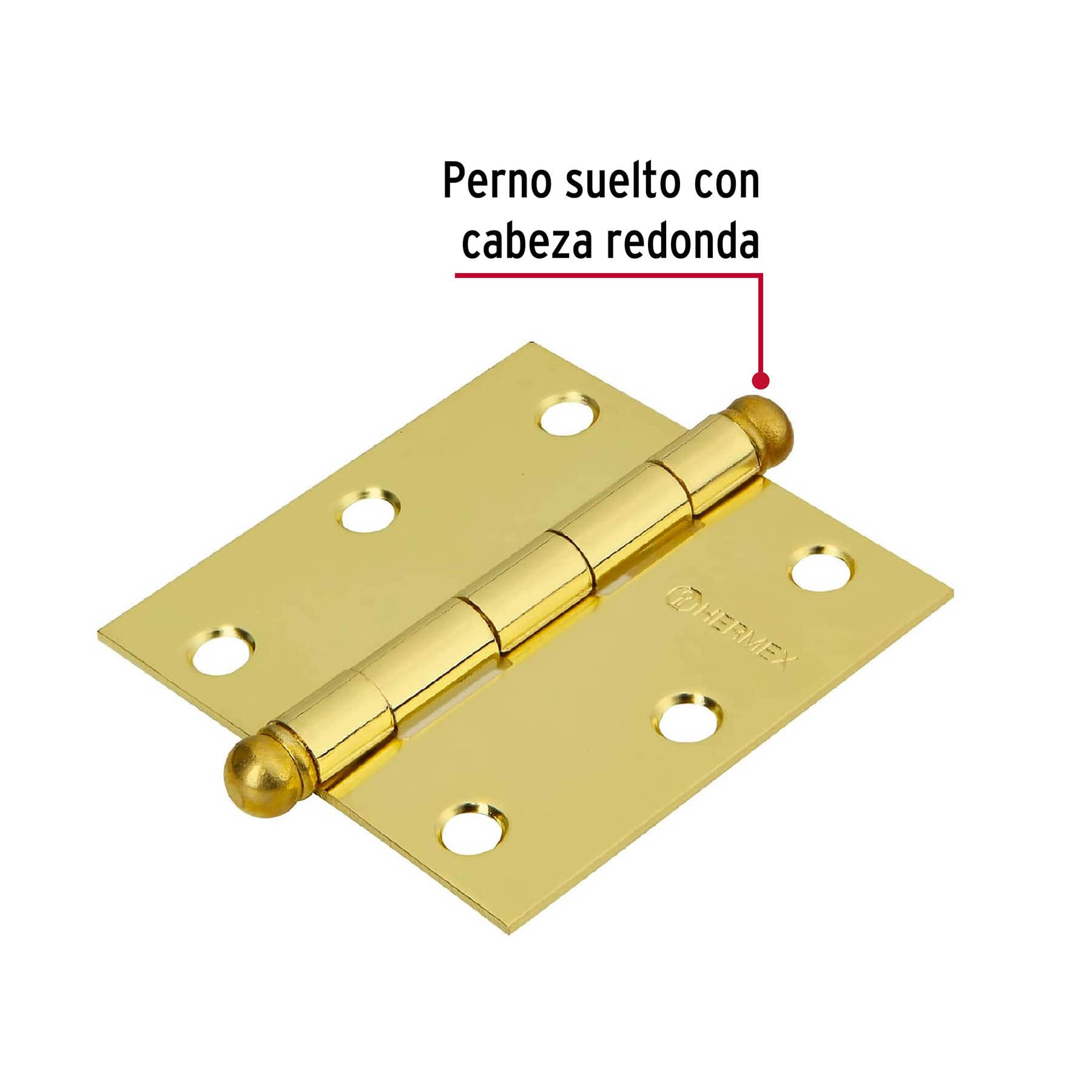 Bolsa con 2 bisagras cuadradas 3", latonado, cabeza redonda