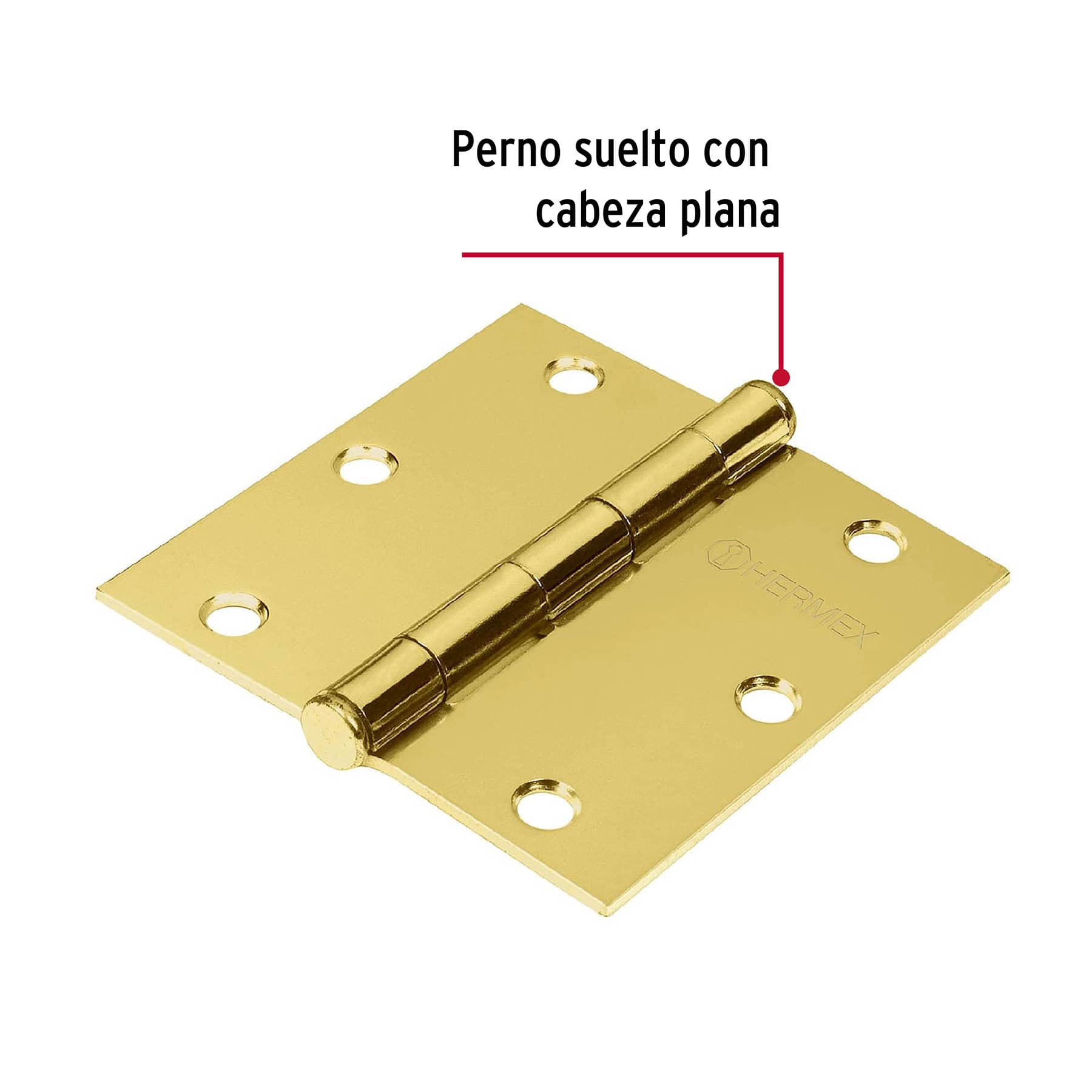 Bolsa con 2 bisagras cuadradas 3-1/2", latonado, cabeza plana