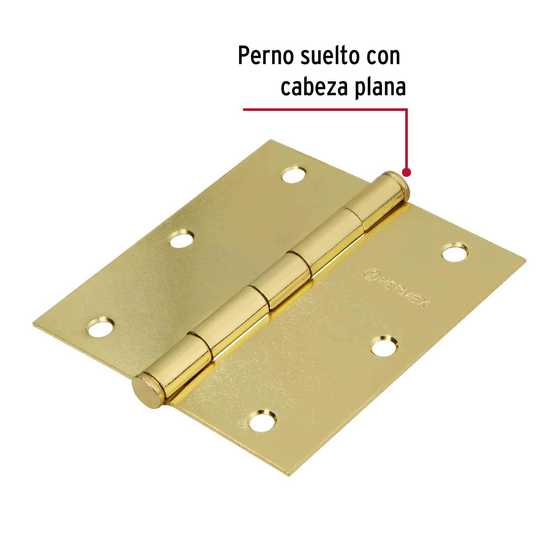Bisagra cuadrada 3-1/2",latonado, cabeza plana, Hermex BASIC