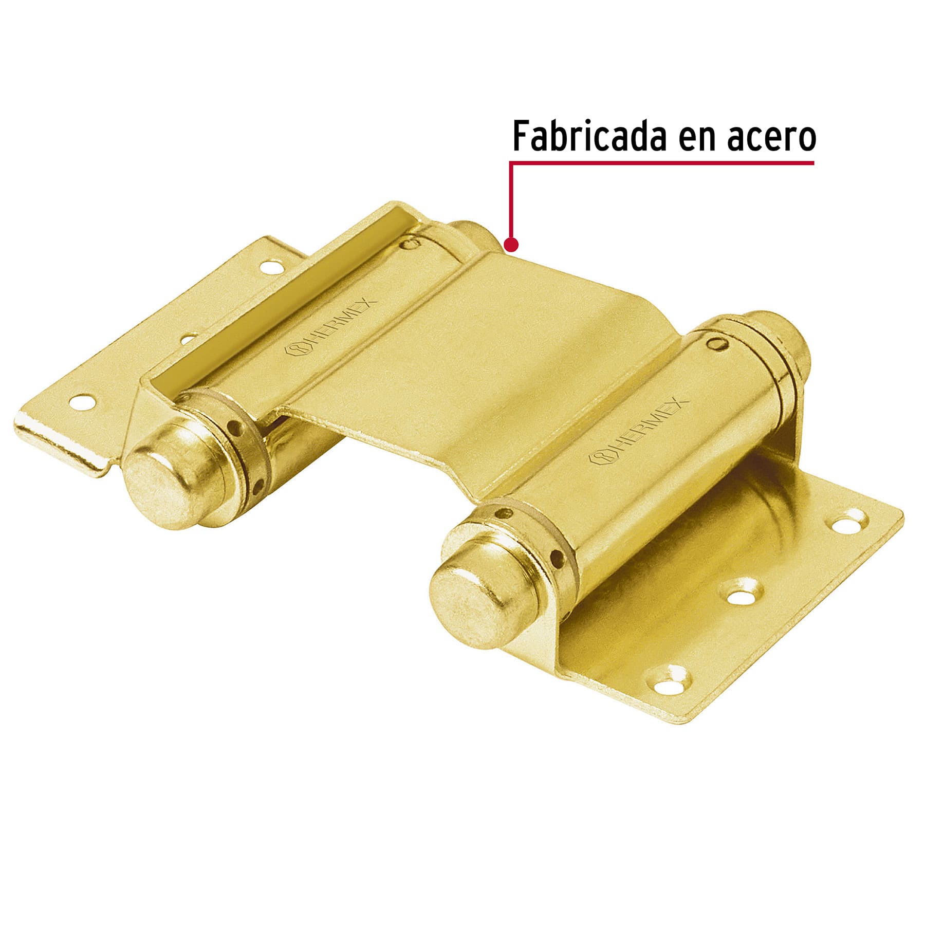Bisagra de doble acción 3" acero latonado, Hermex