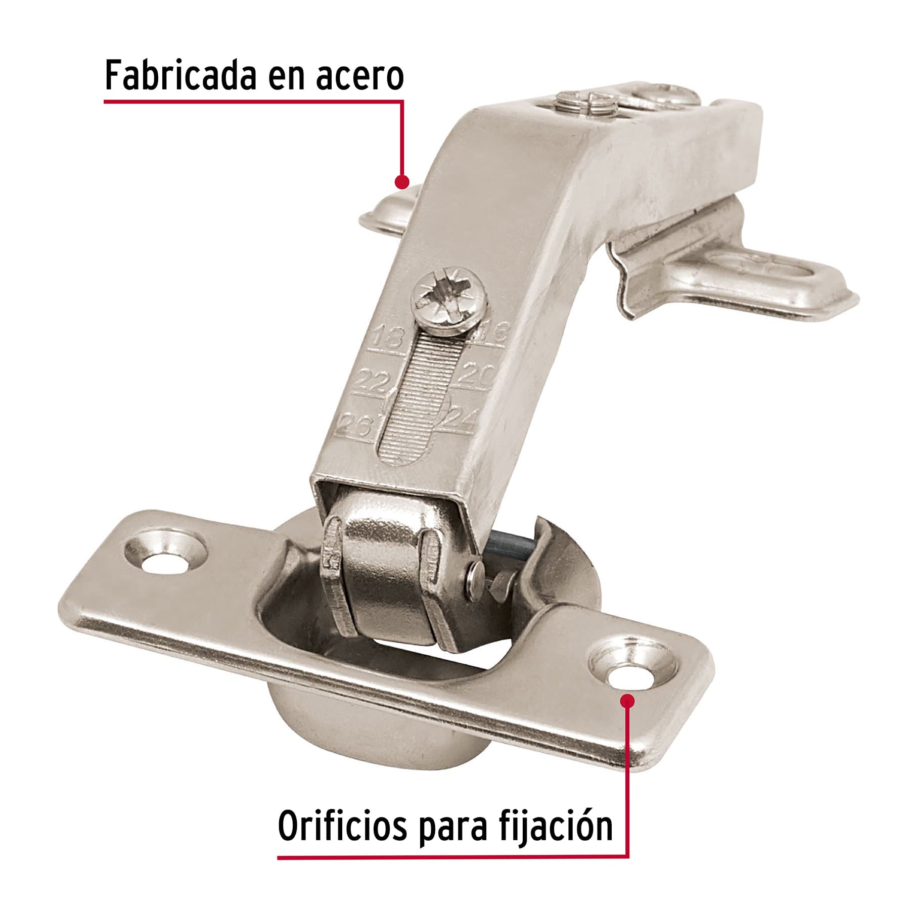 Bolsa con 2 bisagras bidimensionales de 135∞ cobertura interna