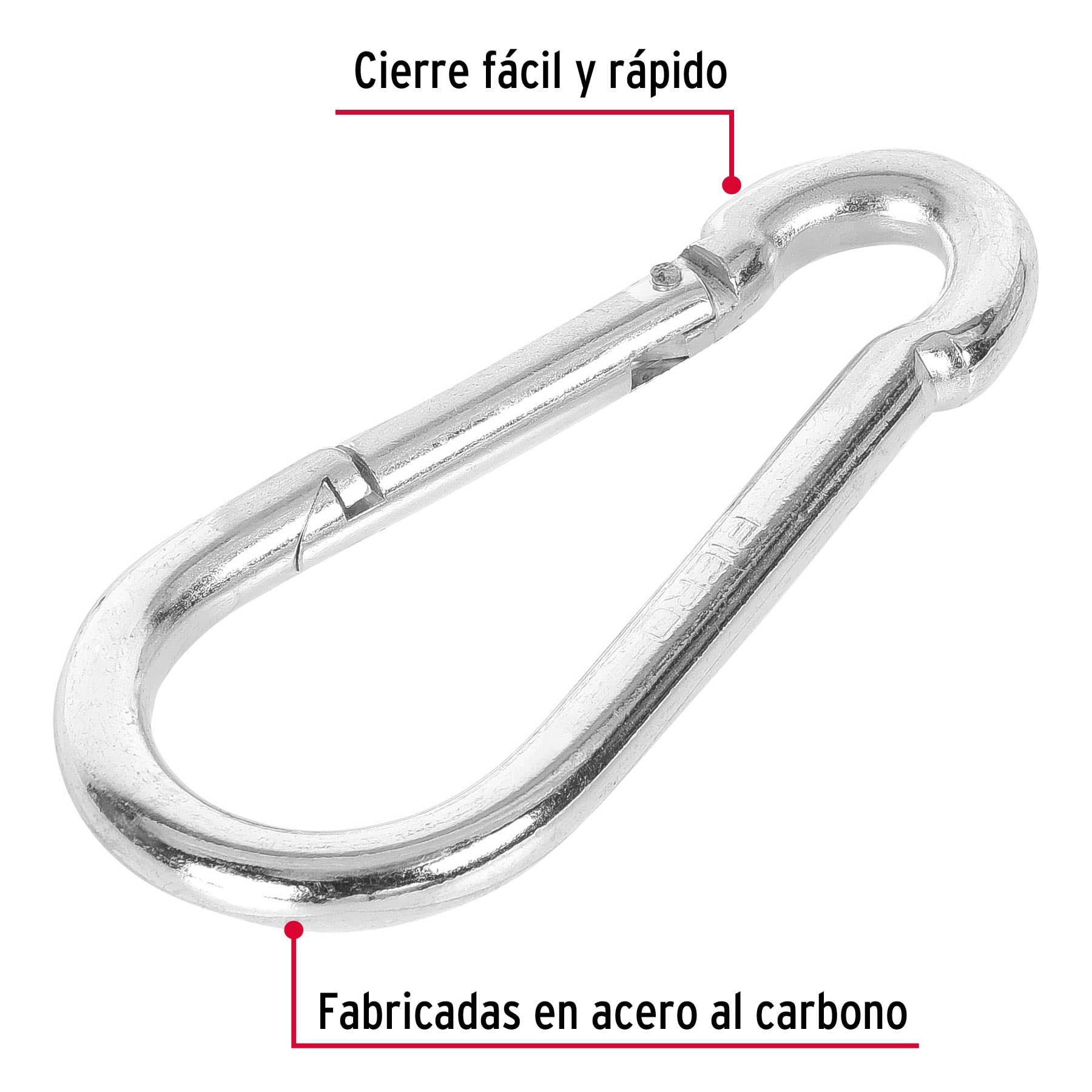 Bandola mosquetón de acero 1/2", Fiero