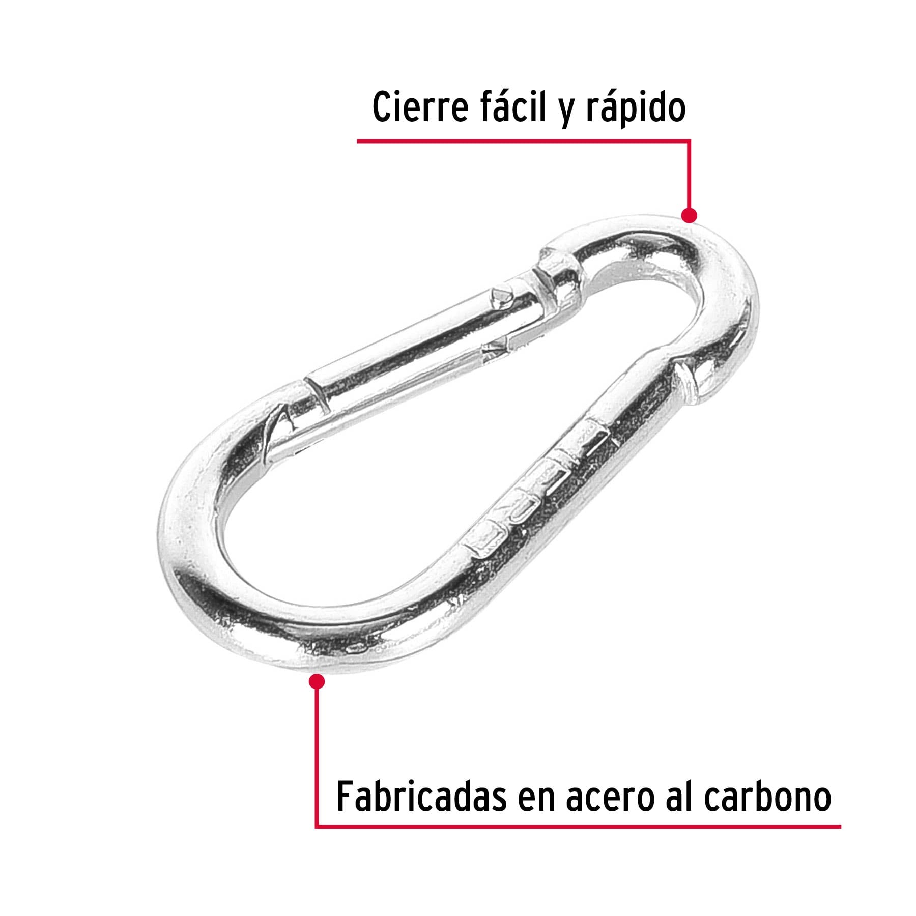 Bandola mosquetón de acero 3/16", Fiero