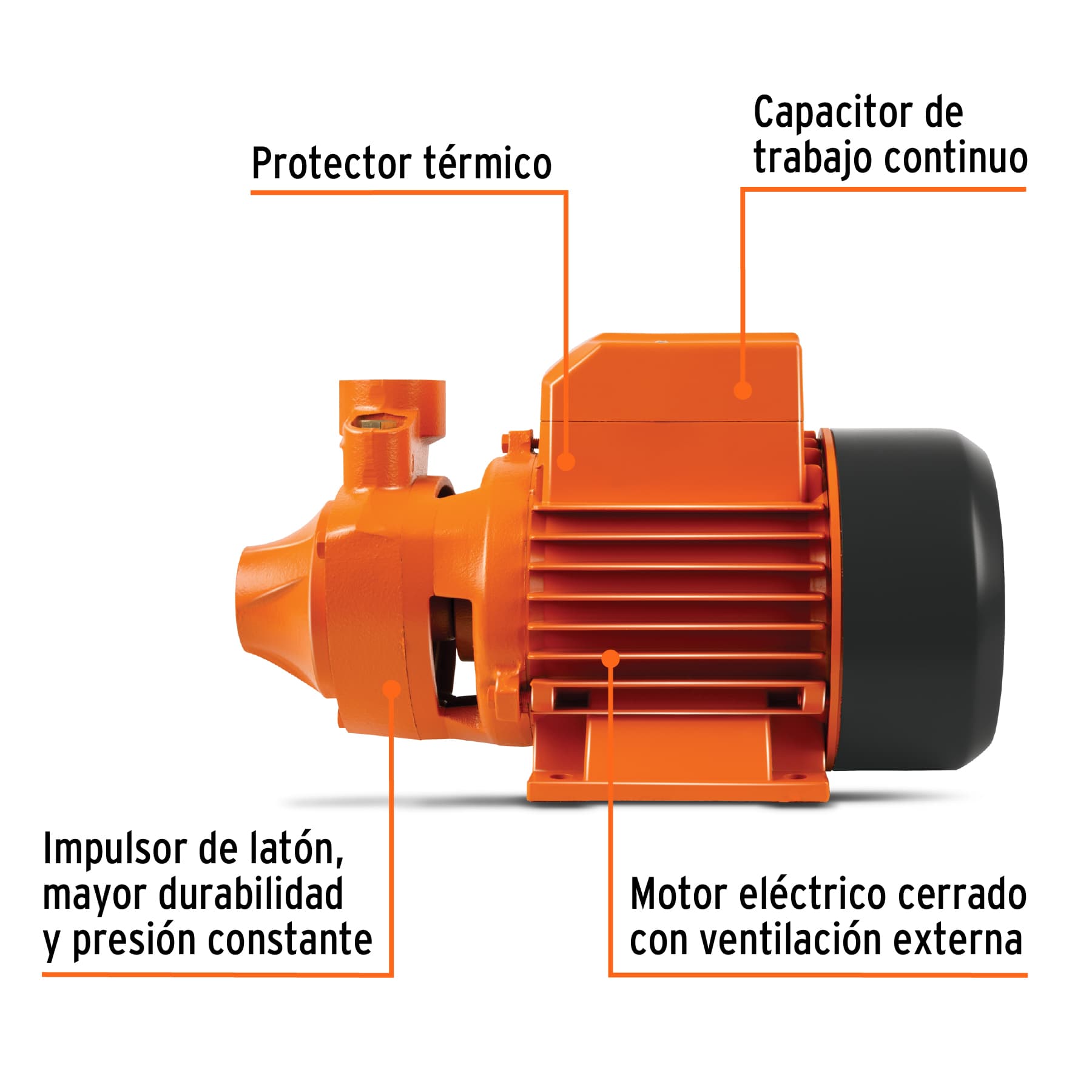 Bomba periférica 1/2HP, altura máx 45m, uso agrícola, Expert