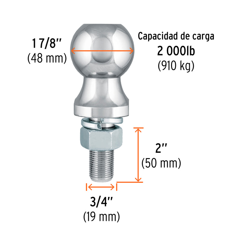 Bola de arrastre,  capacidad 2000 lb,  Truper