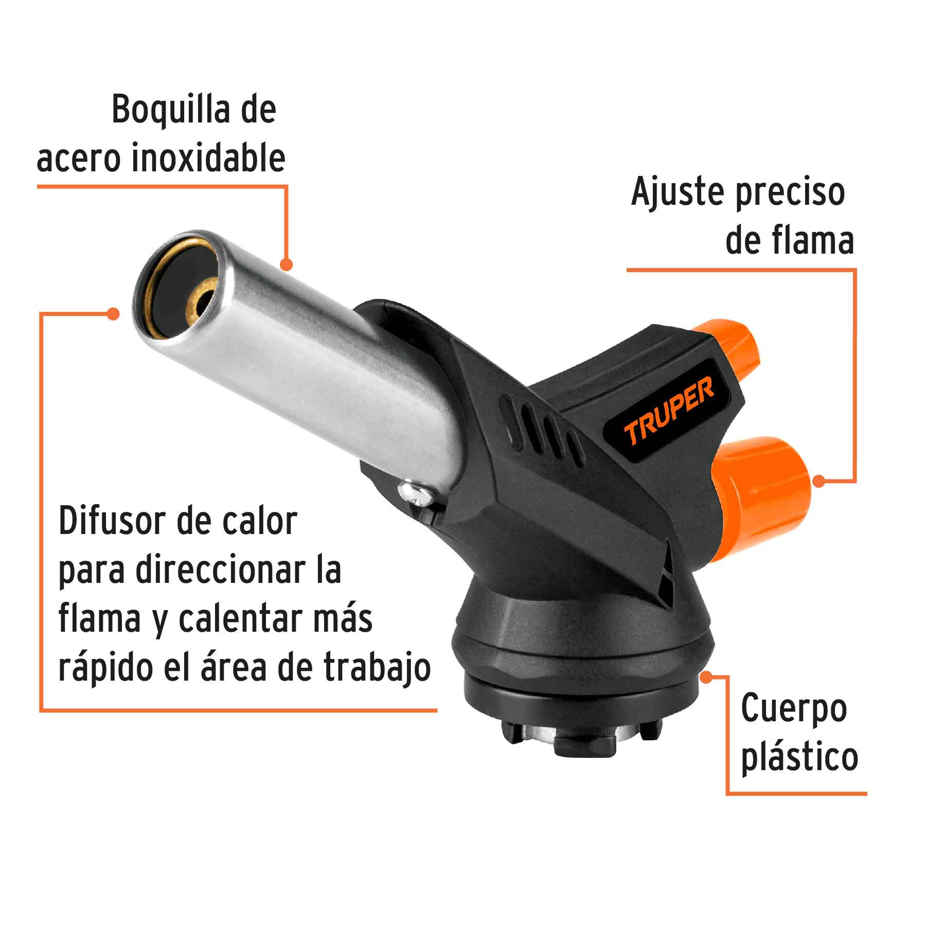 Boquilla plástica, enc.electrónico, para lata de gas 1/4 vuelta