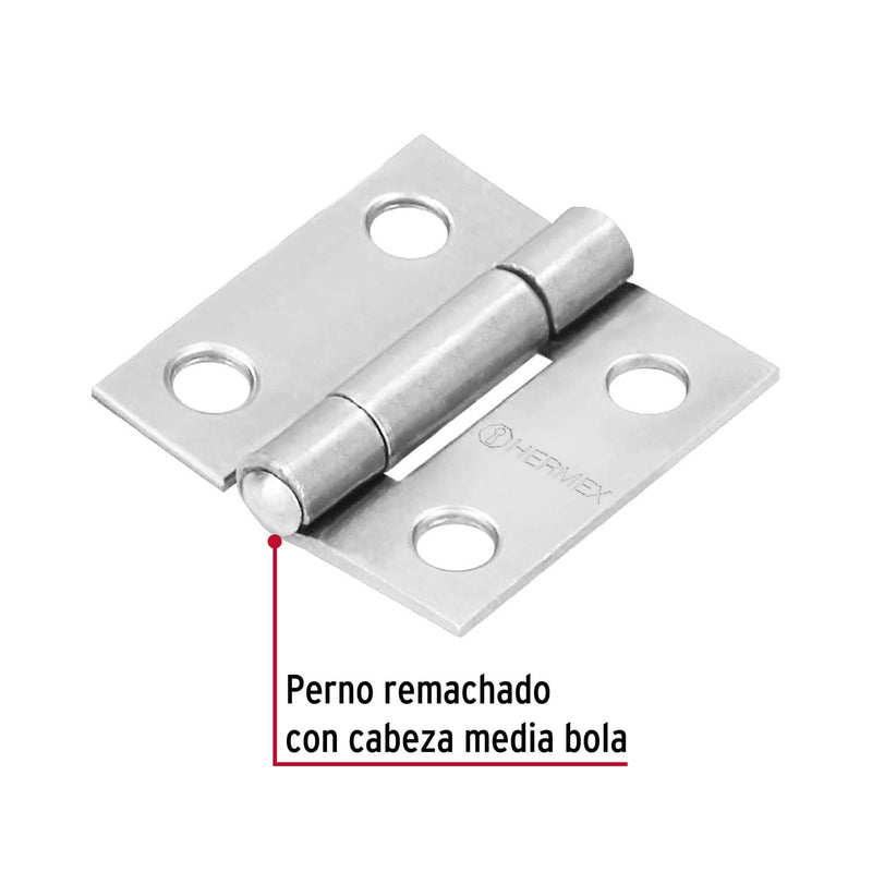 Bisagra rectangular 1" acero pulido,  Hermex
