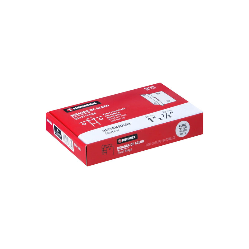 Bisagra rectangular 1" acero pulido,  Hermex