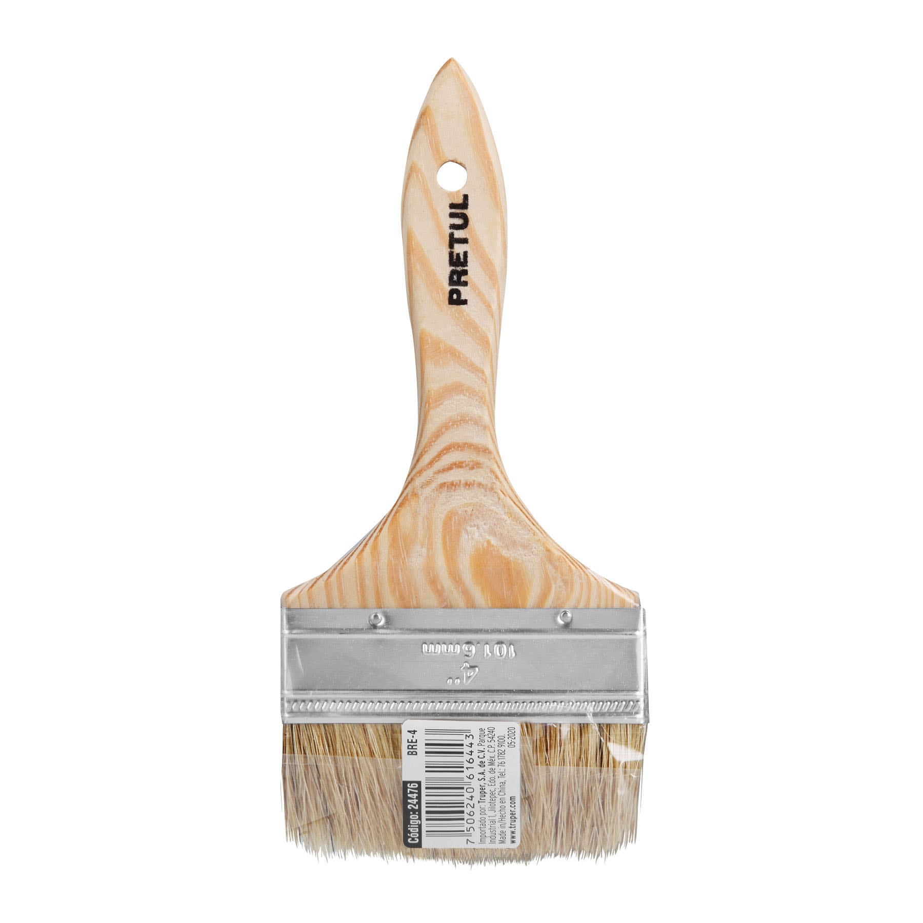 Brocha uso general de 4" con mango de madera, Pretul