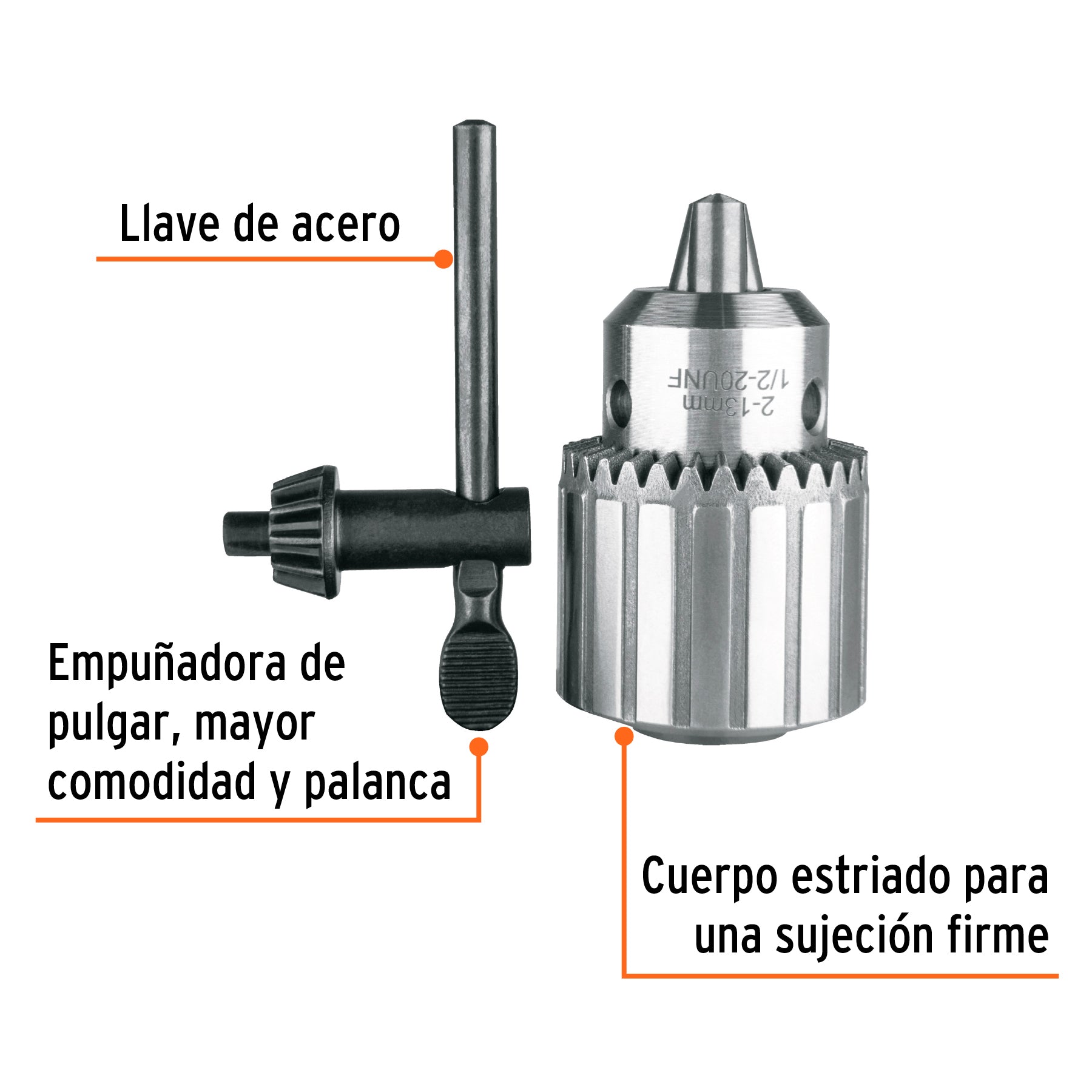 Broquero uso rudo 1/2" con llave , Expert