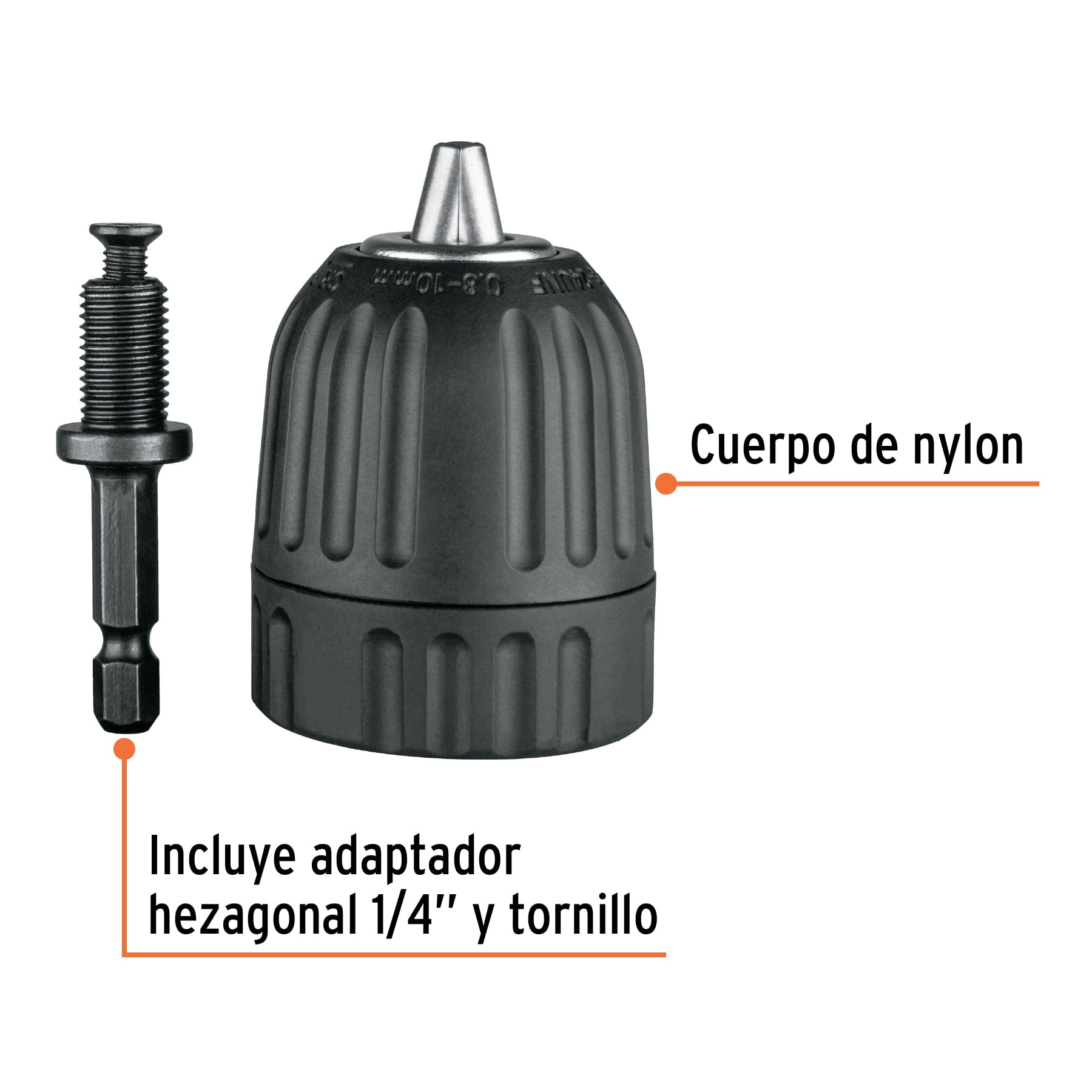 Broquero 3/8" s/llave, con adaptador Hex 1/4" para destornillador