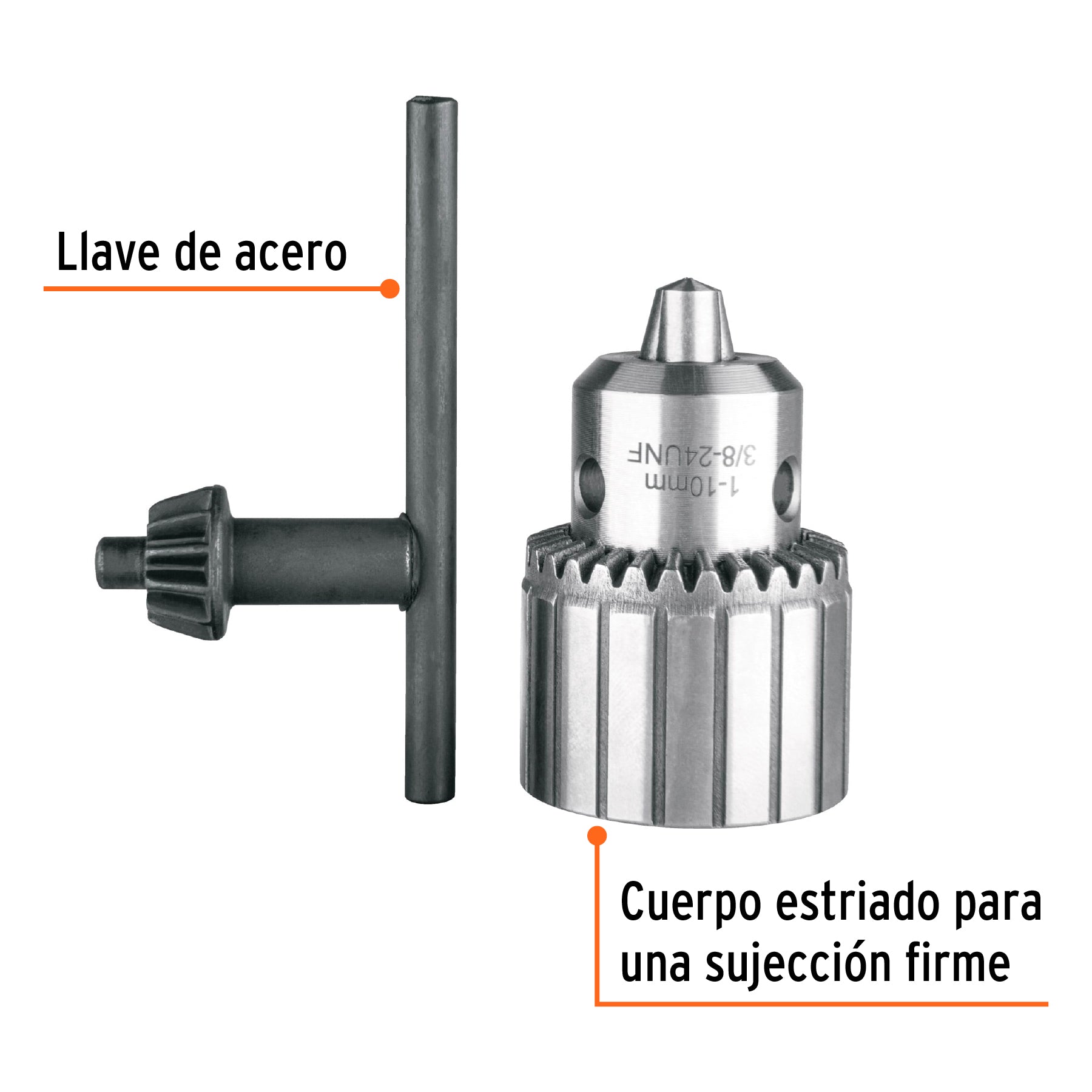 Broquero uso rudo 3/8" con llave, Expert