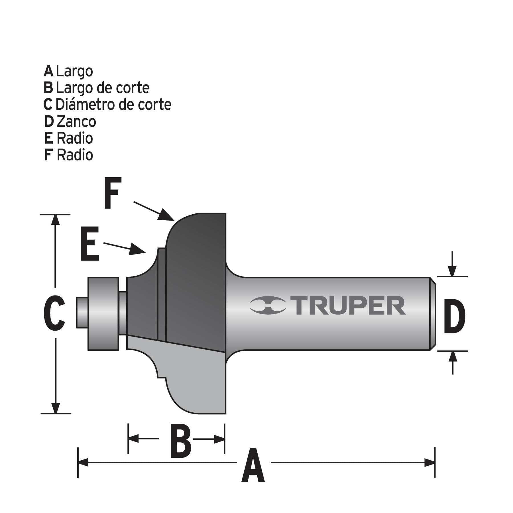 Broca para router, clásica, 1-3/8" con balero, Truper