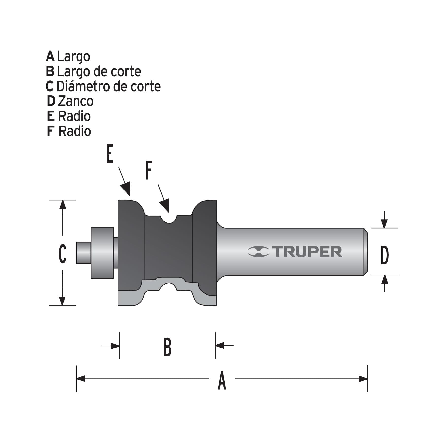 Broca para router, collarin, 7/8" con balero, Truper