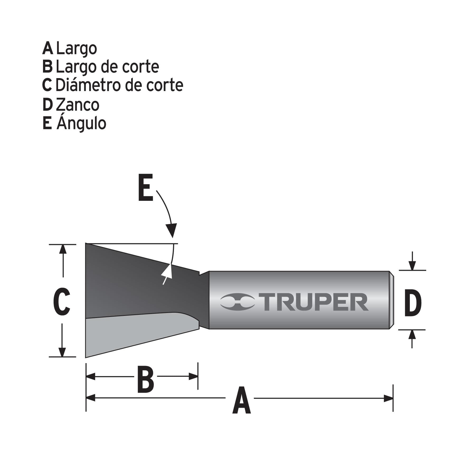 Broca para router, cola de pato, 1/2", Truper