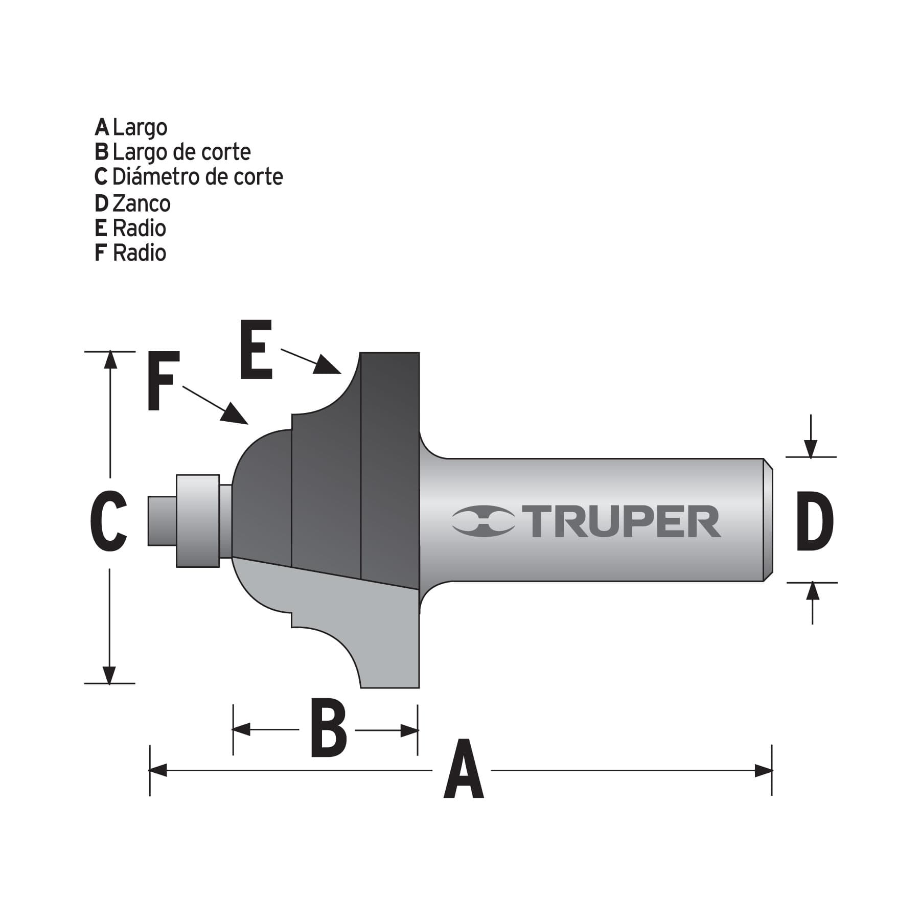 Broca para router, doble romana, 1-3/8" con balero, Truper