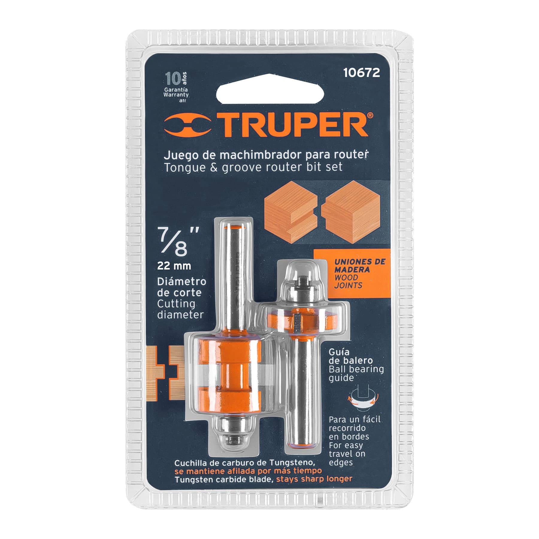 Juego de machimbrador, 7/8", con balero, Truper