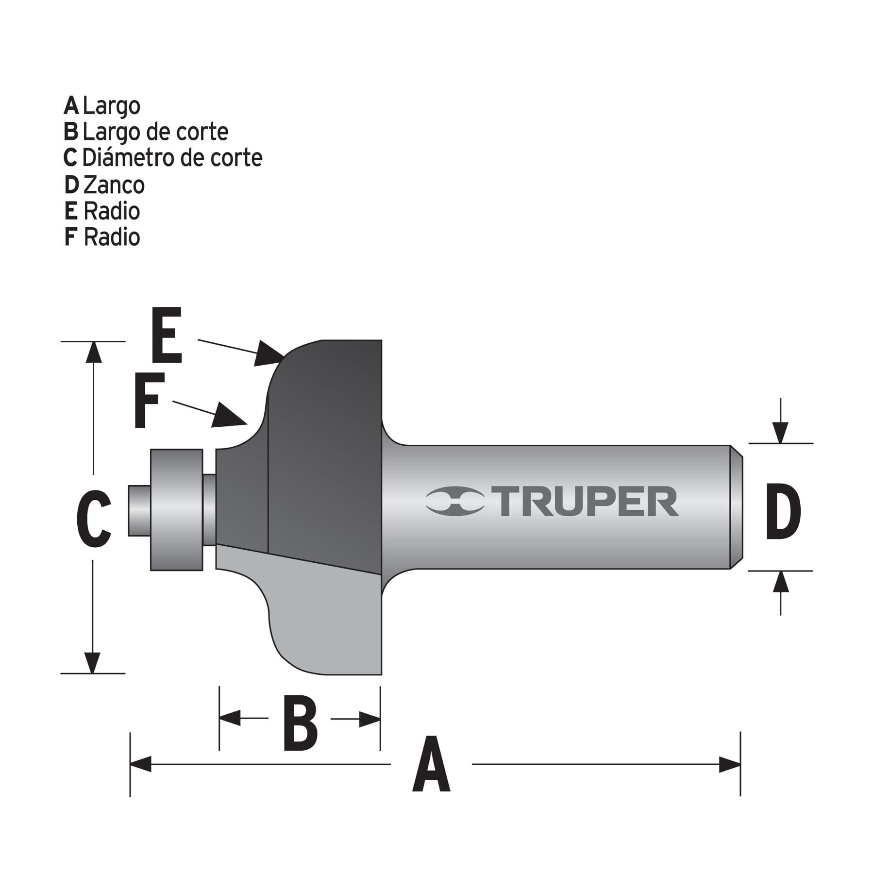 Broca para router, pecho paloma, 1-3/8" con balero, Truper
