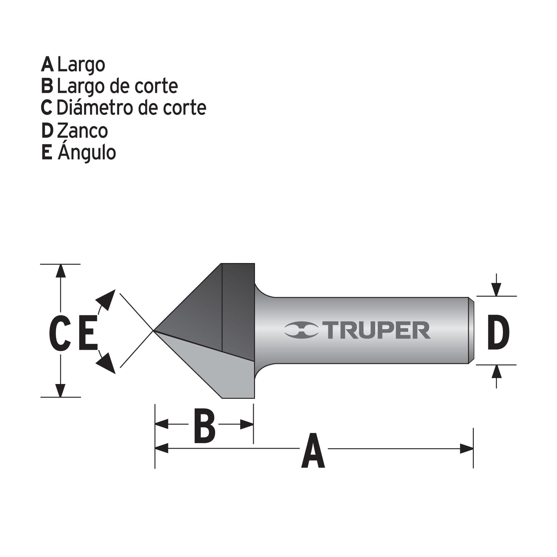 Broca para router, corte en "V", 3/8", Truper