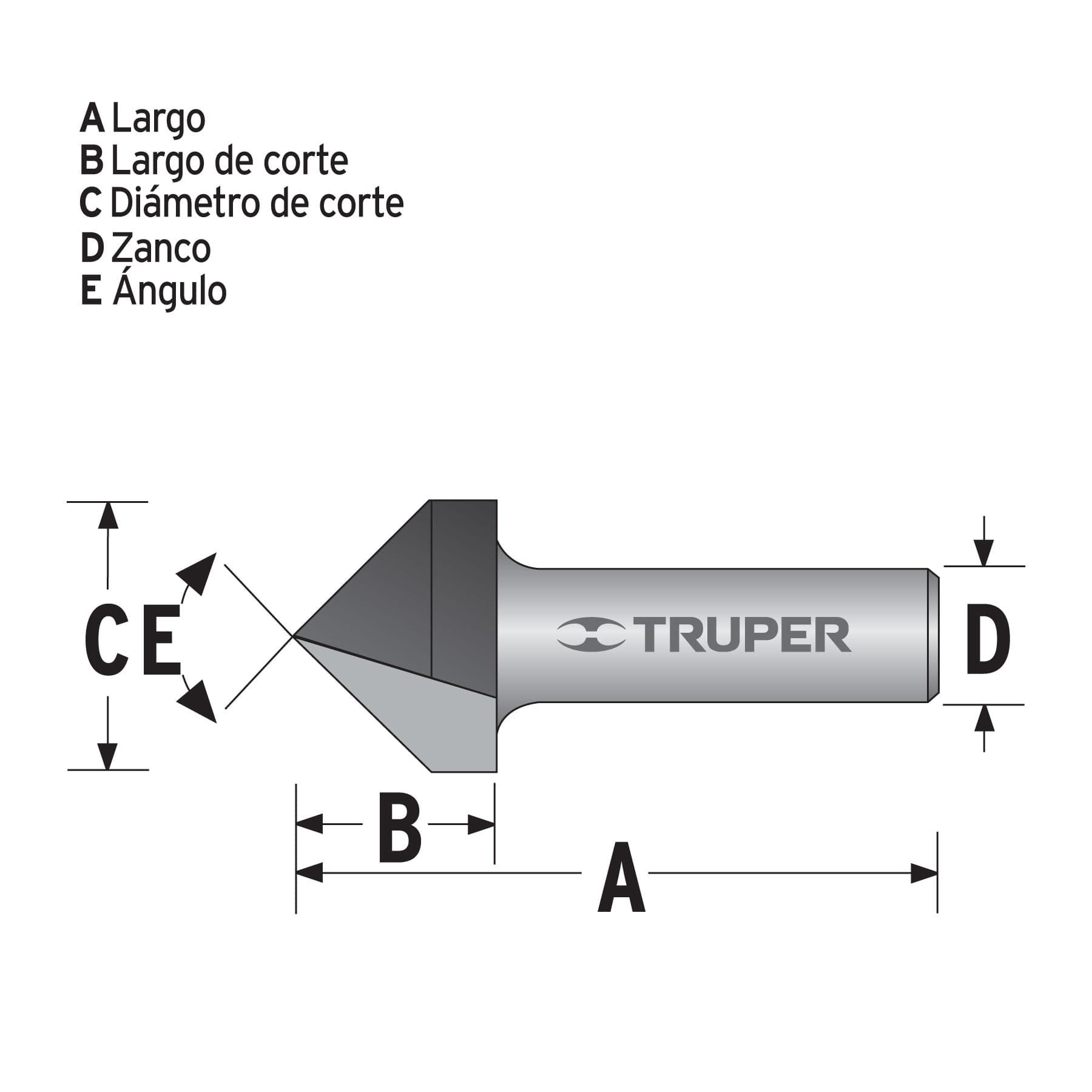 Broca para router, corte en "V", 7/8", Truper