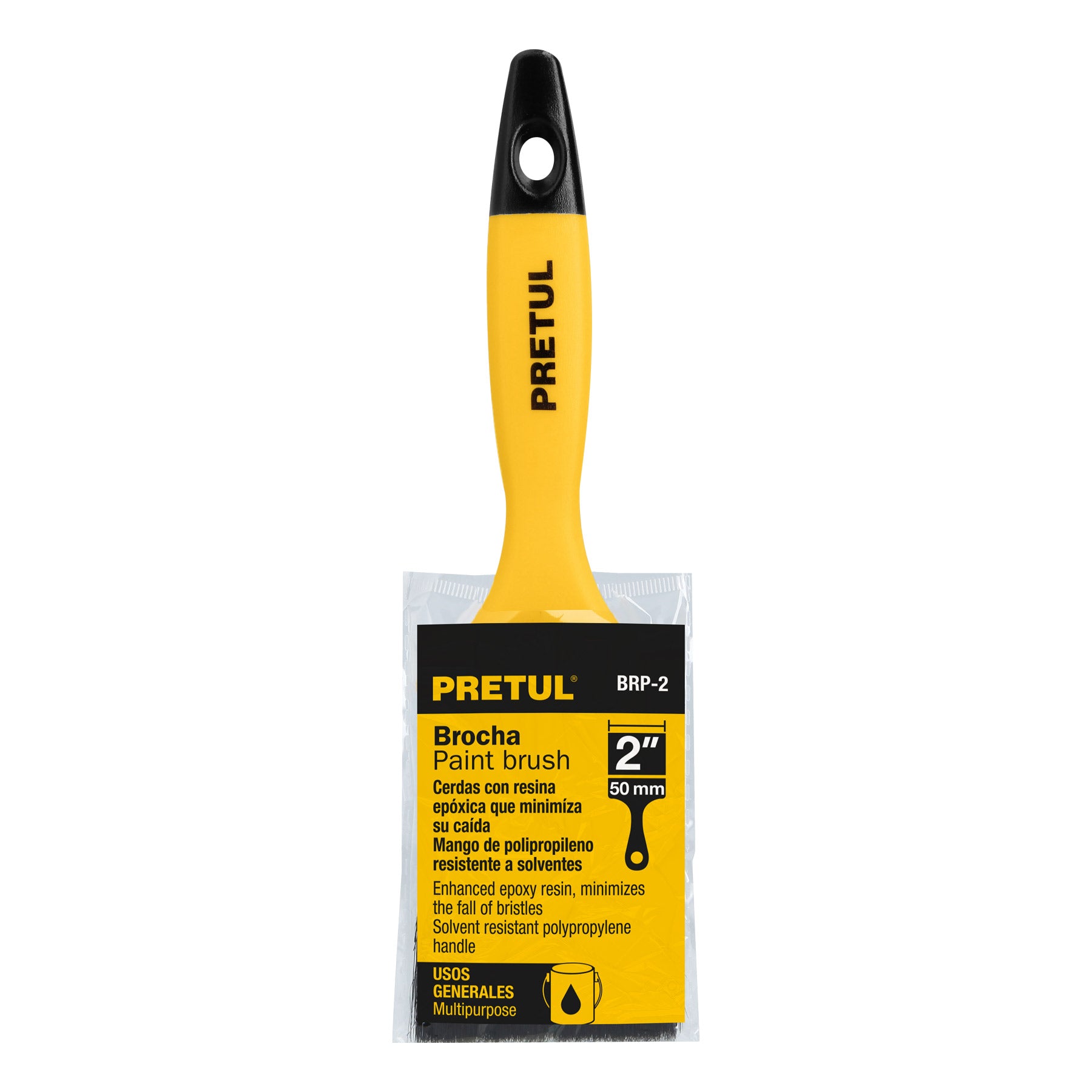 Brocha uso general de 2" con mango de plástico, Pretul
