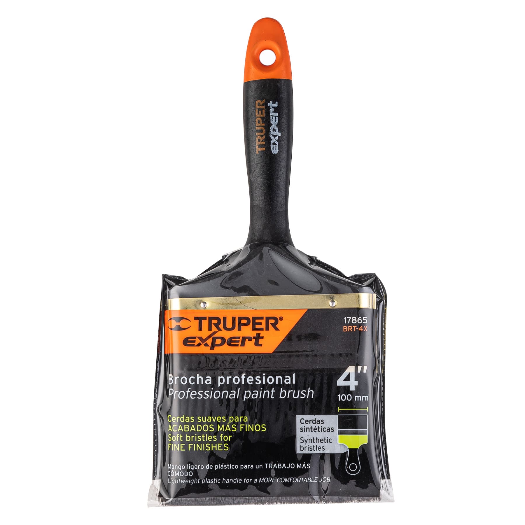 Brocha profesional de 4" mango de plástico, Truper Expert