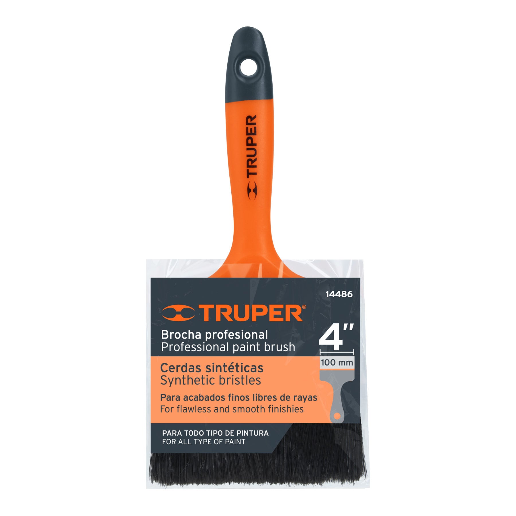 Brocha profesional de 4" con mango de plástico, Truper