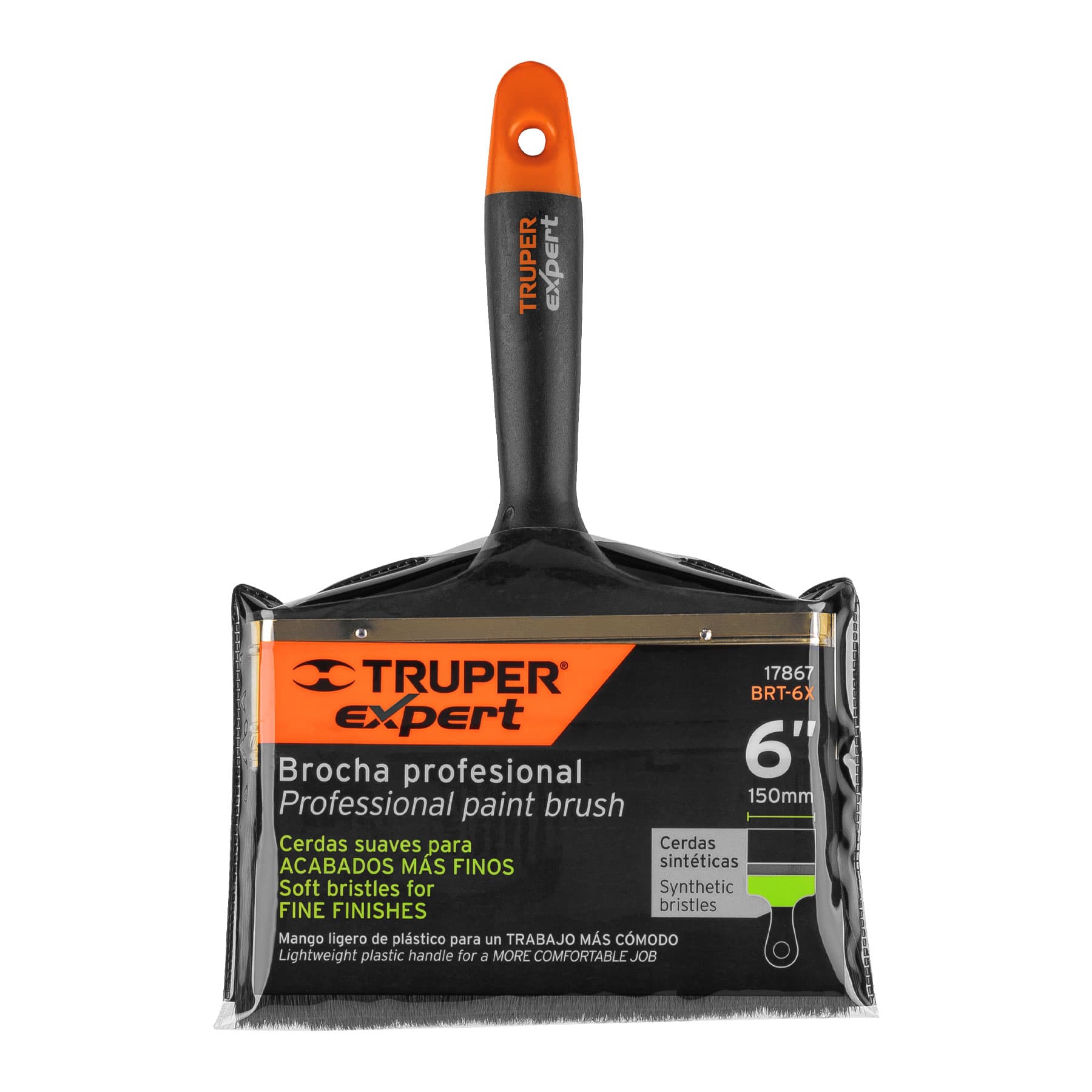 Brocha profesional de 6" mango de plástico, Truper Expert